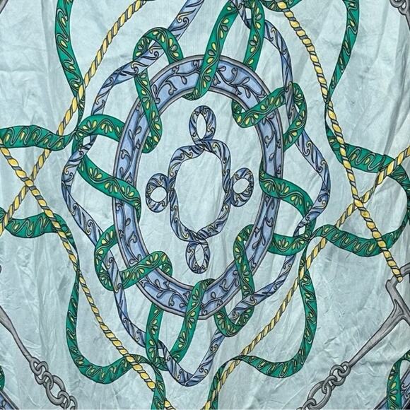 Tommy Hilfiger Collection Nautical Silk Halter Dress 6 | Blue Green Midi Keyhole - Picture 12 of 13